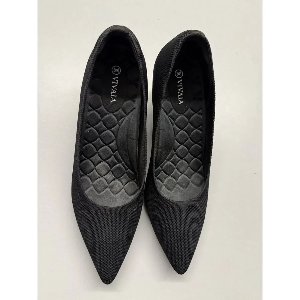 VIVAIA Aria Pointed-Toe Wedge Heels – Black – Size 10.5